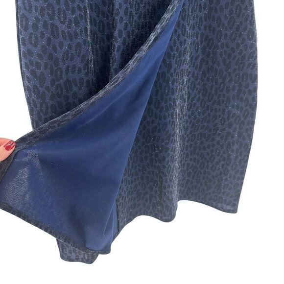 Jessica Howard Dress Blue Glitter Leopard Mock Neck Sz 14 Shoulder Pads Vintage - Picture 5 of 12